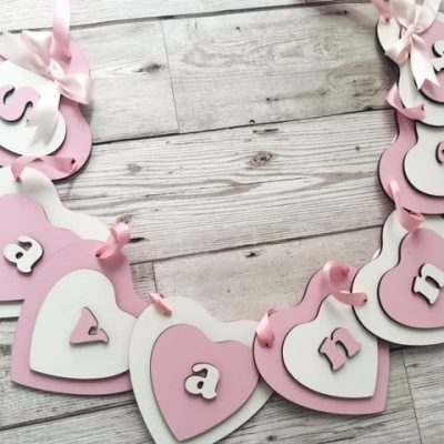 PERSONALISED BUNTING | PINK & WHITE HEART