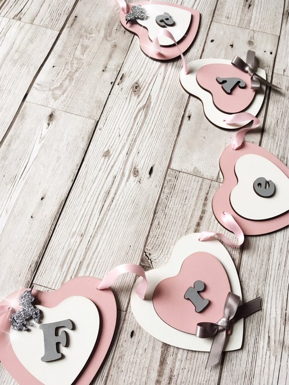 PERSONALISED UNICORN BUNTING | PINK/WHITE/GREY