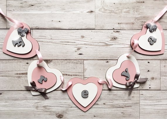 PERSONALISED UNICORN BUNTING | PINK/WHITE/GREY - Image 2