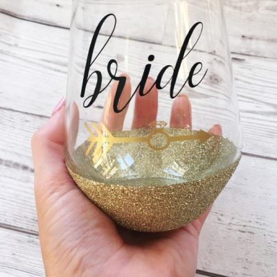 GLITTER STEMLESS WINE GLASS | BRIDE