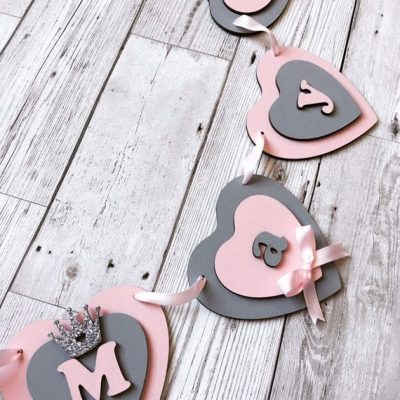 PERSONALISED BUNTING | GREY & PINK